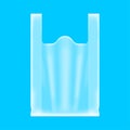 Bag plastic clear isolated on blue color, clear plastic bag for clip art, plastic handle bag transparent, illustration flat bag