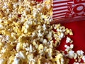 Spilled bag of popcorn Royalty Free Stock Photo