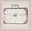 Bag portfolio briefcase, brief-case diplomat leather retro design stylish men male business work attache case. Vector closeup sq Royalty Free Stock Photo