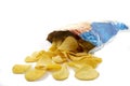 Bag of potato chips on white background Royalty Free Stock Photo