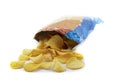 Bag of potato chips on white background Royalty Free Stock Photo