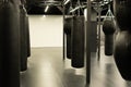 bag punching boxing training exercise, In the afternoon power sport in healthy for bags impact, hit modern. Martial Royalty Free Stock Photo