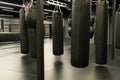 bag punching boxing training exercise, for power kick for gym from lifestyle impact, knockout club. Ring circle empty Royalty Free Stock Photo