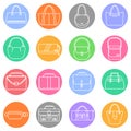 Bag, purse, handbag and suitcase simple icons set.