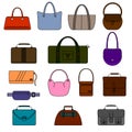 Bag, purse, handbag and suitcase simple icons set.