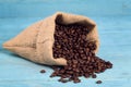 Bag of roasted coffe beans Royalty Free Stock Photo