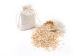 Bag of rolled oats on a white background Royalty Free Stock Photo