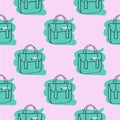 Bag seamless pattern pink hand drawn