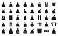 Bag for trash icons set simple vector. Food garbage Royalty Free Stock Photo