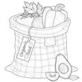 A bag of vegetables.Coloring book antistress for children and adults. Royalty Free Stock Photo