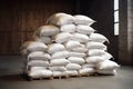 Bag warehouse export material sack factory stack container industrial storage background background white grain