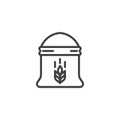 Bag of wheat flour line icon