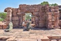 Bagalakote, Karnataka, India .Pattadakal temple complex. Brown stone Mallikarjuna Temple entrance on platform