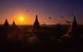 Bagan City Myanmar Hot Air Balloons at Sunrise Royalty Free Stock Photo