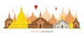 Bagan, Myanmar, Architecture Landmarks Skyline