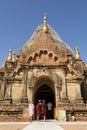 Bagan, Myanmar, December 28 2017: Buddhist novices visit a temple in Bagan Royalty Free Stock Photo