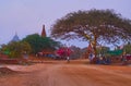 The street cafe under the tree, Bagan, Myanmar Royalty Free Stock Photo