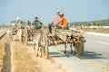 Traditional two-wheeled ox cart in Myanmar