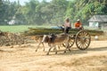 Traditional two-wheeled ox cart in Myanmar