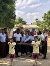 Bagan, Myanmar - 2019: Girls dancing in the traditional Shinbyu, buddhist novitiation ceremony