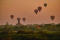 Bagan Myanmar, hot air balloon during Sunrise above temples and pagodas of Bagan Myanmar, Sunrise Pagan Myanmar temple