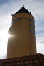 Sunflare behing the tall Nan Myint viewing tower in Bagan