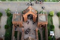 View of tourists visiting the Nan Myint viewing tower in Bagan