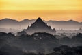 Silhouette of Pagoda at Sunrise, Bagan, Myanmar Royalty Free Stock Photo