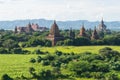 Bagan pagodas and temples in greeny season, Mandalay, Myanmar