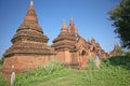 Bagan red brick pagodas Royalty Free Stock Photo