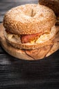 Bagel with bacon and egg Royalty Free Stock Photo