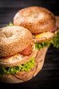 Bagel with bacon and egg Royalty Free Stock Photo