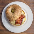 Bagel Breakfast sandwich from above