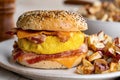 Bagel Breakfast Sandwich With Egg Bacon and Cheese Royalty Free Stock Photo