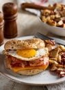 Bagel Breakfast Sandwich With Egg Bacon and Cheese Royalty Free Stock Photo