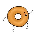 Bagel cartoon character on white background