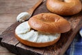 Bagel with cream cheese Royalty Free Stock Photo