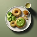 Hyper-realistic Plate Of Bagels And Vegetables