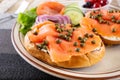 bagel lox plate Royalty Free Stock Photo