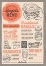 Bagel menu restaurant, food template. Royalty Free Stock Photo