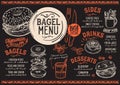 Bagel menu restaurant, food template. Royalty Free Stock Photo