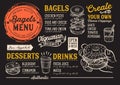 Bagel menu restaurant, food template. Royalty Free Stock Photo