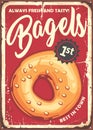 Bagel poster in retro style made for bakeries and pastries stores.