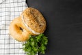 Bagel, Round Bread Bun, Wheat Bakery with Grains And Seeds for Breakfast, Plain Circle Bagel Bread Royalty Free Stock Photo