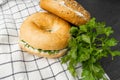 Bagel, Round Bread Bun, Wheat Bakery with Grains And Seeds for Breakfast, Plain Circle Bagel Bread Royalty Free Stock Photo