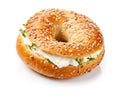 Bagel, Round Bread Bun, Wheat Bakery with Grains And Seeds for Breakfast, Plain Circle Bagel Bread