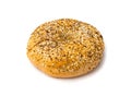 Bagel, Round Bread Bun, Wheat Bakery with Grains And Seeds for Breakfast, Plain Circle Bagel Bread Royalty Free Stock Photo