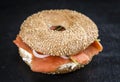 Bagel with Salmon on a slate slab Royalty Free Stock Photo