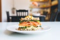 bagel sandwich with cream cheese and smoked salmon Royalty Free Stock Photo