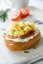 Bagel with Scrambled Egg Topping